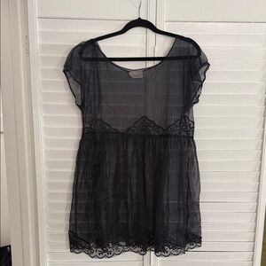 Vintage Sheer Black Lace Babydoll Top - Delicates size M